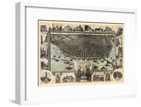 1896, Saint Louis Bird's Eye View, Missouri, United States-null-Framed Giclee Print