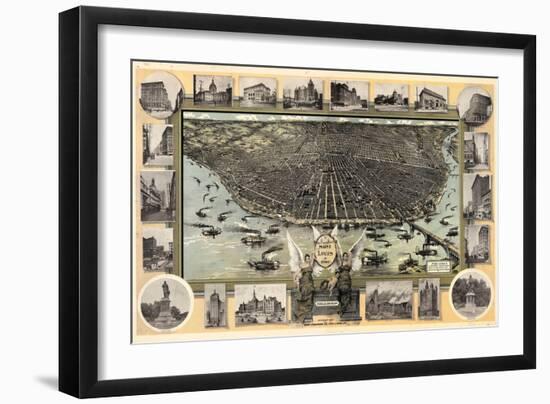 1896, Saint Louis Bird's Eye View, Missouri, United States-null-Framed Giclee Print