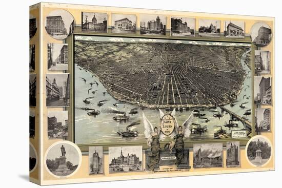 1896, Saint Louis Bird's Eye View, Missouri, United States-null-Stretched Canvas