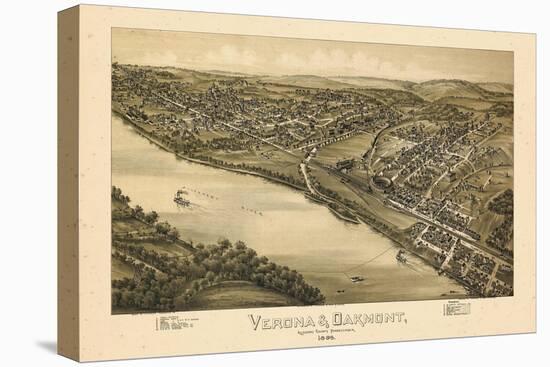 1896, Verona Bird's Eye View, Pennsylvania, United States-null-Stretched Canvas