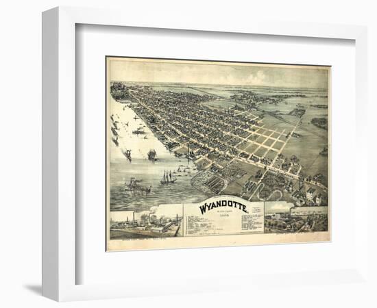 1896, Wyandotte Bird's Eye View, Michigan, United States-null-Framed Giclee Print