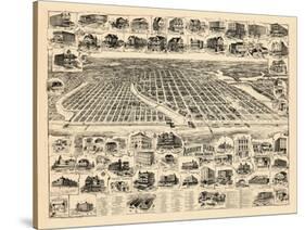 1897, Asbury Park Bird's Eye View, New Jersey, United States-null-Stretched Canvas