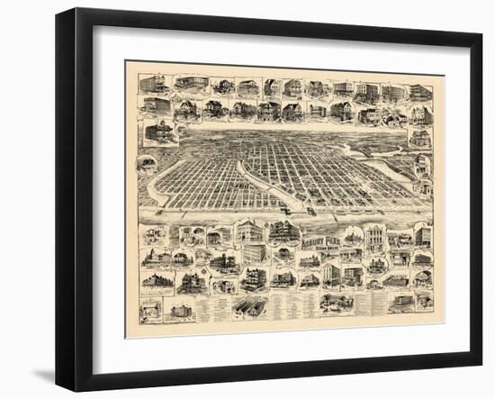 1897, Asbury Park Bird's Eye View, New Jersey, United States-null-Framed Giclee Print