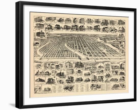 1897, Asbury Park Bird's Eye View, New Jersey, United States-null-Framed Giclee Print