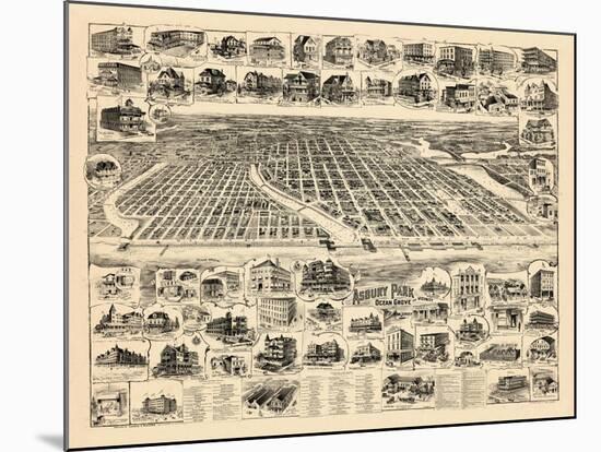 1897, Asbury Park Bird's Eye View, New Jersey, United States-null-Mounted Giclee Print