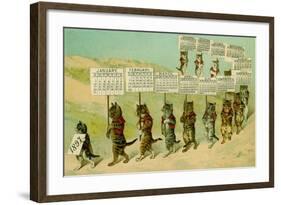 1897 Calendar with Parading Cats-null-Framed Giclee Print