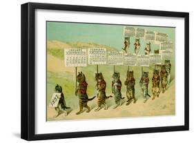 1897 Calendar with Parading Cats-null-Framed Giclee Print