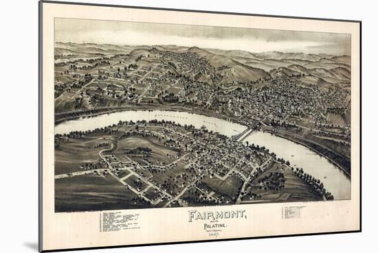 1897, Fairmont and Palatine Bird's Eye View, West Virginia, United States-null-Mounted Giclee Print