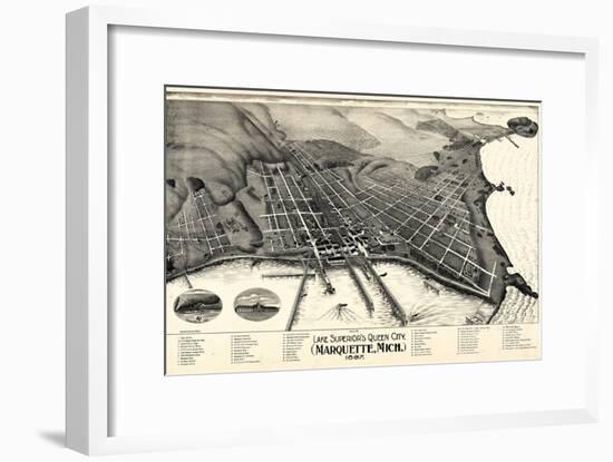 1897, Marquette Bird's Eye View, Michigan, United States-null-Framed Giclee Print