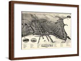 1897, Marquette Bird's Eye View, Michigan, United States-null-Framed Giclee Print