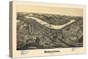 1897, Morgantown Bird's Eye View, West Virginia, United States-null-Stretched Canvas