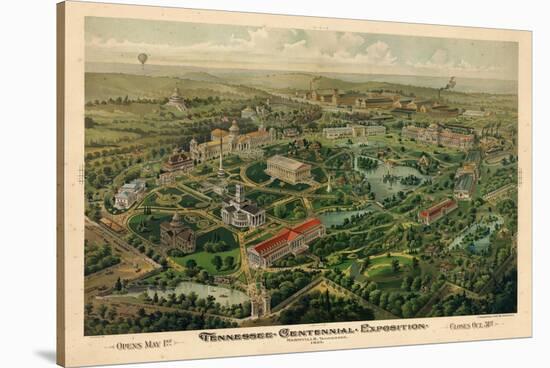 1897, Nashville Bird's Eye View of Centennial Exposition 17x24, Tennessee, United States-null-Stretched Canvas