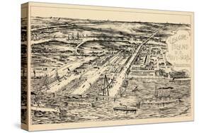 1897, Philadelphia Naval Shipyard Bird's Eye View, Pennsylvania, United States-null-Stretched Canvas