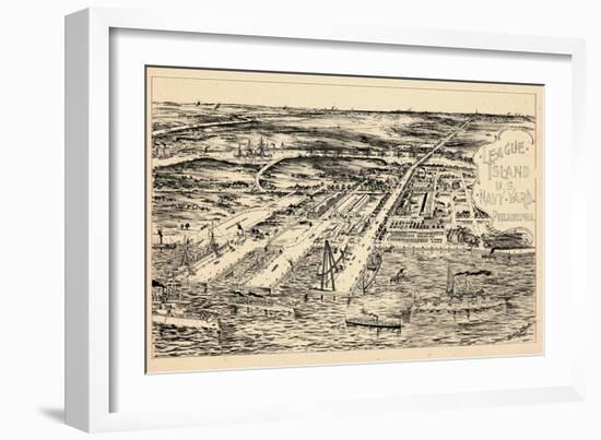 1897, Philadelphia Naval Shipyard Bird's Eye View, Pennsylvania, United States-null-Framed Giclee Print