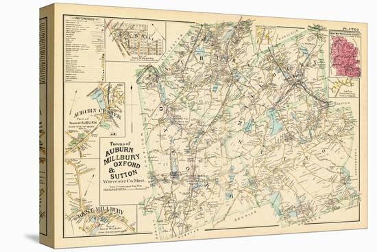 1898, Auburn, Millbury, Oxford and Sutton Towns, Elm Hill, Auburn Center, Massachusetts, USA-null-Stretched Canvas