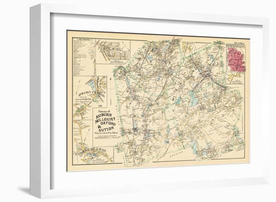 1898, Auburn, Millbury, Oxford and Sutton Towns, Elm Hill, Auburn Center, Massachusetts, USA-null-Framed Giclee Print