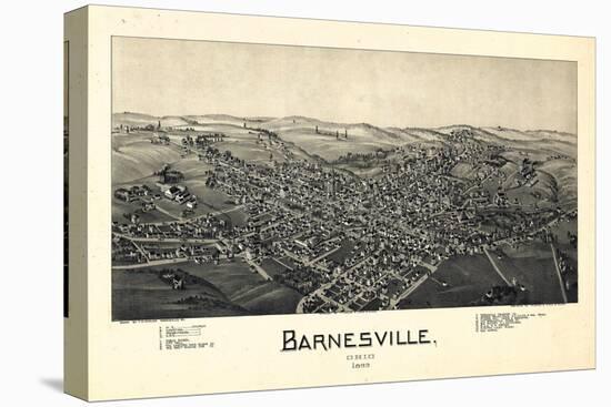 1899, Barnesville Bird's Eye View, Ohio, United States-null-Stretched Canvas