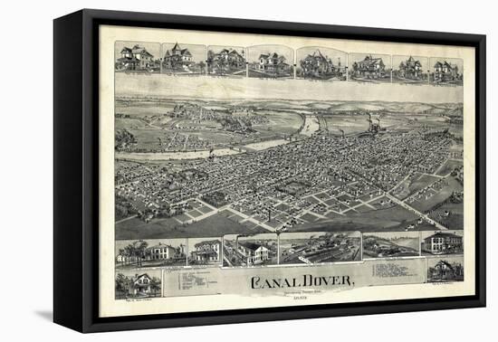 1899, Canal Dover Bird's Eye View, Ohio, United States-null-Framed Stretched Canvas