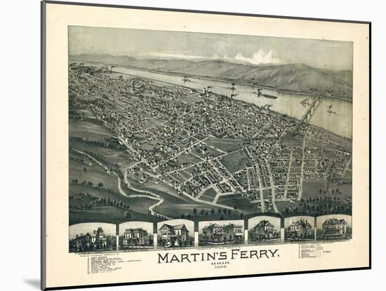 1899, Martin's Ferry Bird's Eye View, Ohio, United States-null-Mounted Giclee Print