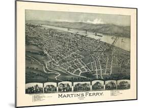 1899, Martin's Ferry Bird's Eye View, Ohio, United States-null-Mounted Giclee Print