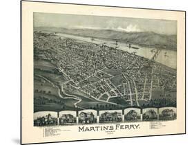 1899, Martin's Ferry Bird's Eye View, Ohio, United States-null-Mounted Giclee Print