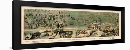 1899, Route of the Mormon Pioneers from Nauvoo to Great Salt Lake in 1846 Drawn in 1899, Utah, Uni-null-Framed Premium Giclee Print