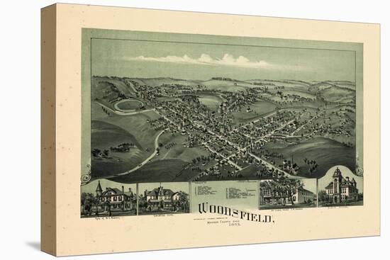 1899, Woodsfield Bird's Eye View, Ohio, United States-null-Stretched Canvas