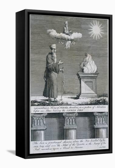 18th Century Engraving of Sculpture on an Ancient Mausoleum at Persepolis-null-Framed Stretched Canvas