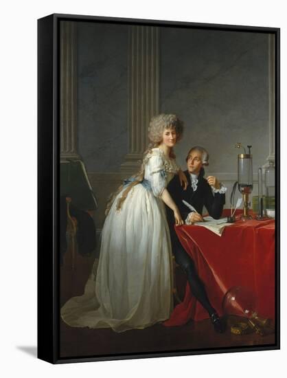 18th century European oil painting of Antoine-Laurent de Lavoisier and his wife.-Vernon Lewis Gallery-Framed Stretched Canvas