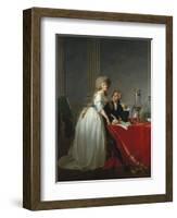 18th century European oil painting of Antoine-Laurent de Lavoisier and his wife.-Vernon Lewis Gallery-Framed Art Print