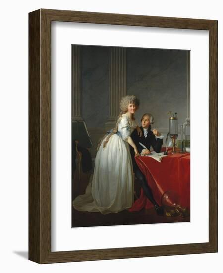 18th century European oil painting of Antoine-Laurent de Lavoisier and his wife.-Vernon Lewis Gallery-Framed Art Print