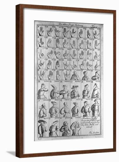 18Th-Century Illustration of Hand Gestures for Counting-null-Framed Giclee Print