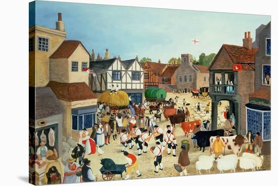 18th Century Mayfair Cattle Market-Margaret Loxton-Stretched Canvas