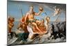 18th century painting of Neptune emerging from the sea in a horse drawn carriage, 1754.-Vernon Lewis Gallery-Mounted Art Print