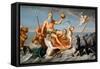 18th century painting of Neptune emerging from the sea in a horse drawn carriage, 1754.-Vernon Lewis Gallery-Framed Stretched Canvas