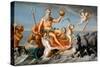 18th century painting of Neptune emerging from the sea in a horse drawn carriage, 1754.-Vernon Lewis Gallery-Stretched Canvas