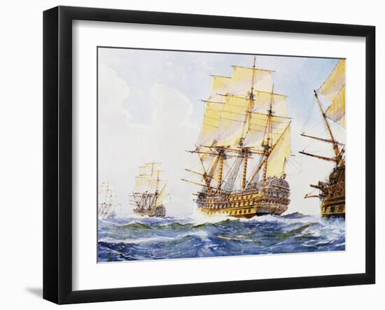 18th Century Ships in Single File Close-Hauled to Starboard Tack-null-Framed Giclee Print