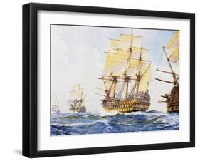 18th Century Ships in Single File Close-Hauled to Starboard Tack-null-Framed Giclee Print