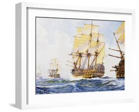 18th Century Ships in Single File Close-Hauled to Starboard Tack-null-Framed Giclee Print