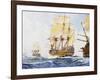 18th Century Ships in Single File Close-Hauled to Starboard Tack-null-Framed Giclee Print