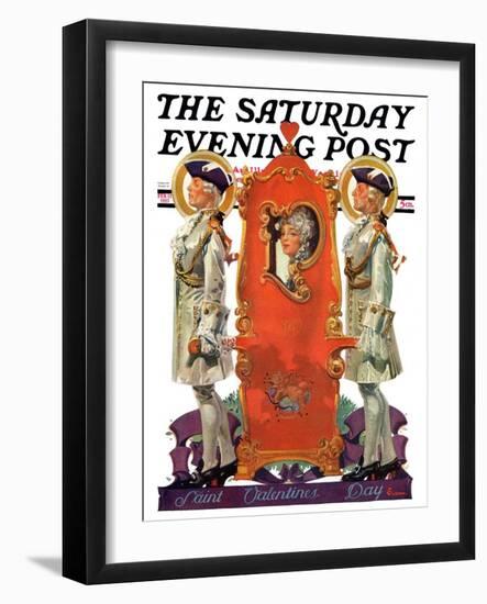 "18th Century Valentine," Saturday Evening Post Cover, February 12, 1927-Elbert Mcgran Jackson-Framed Premium Giclee Print