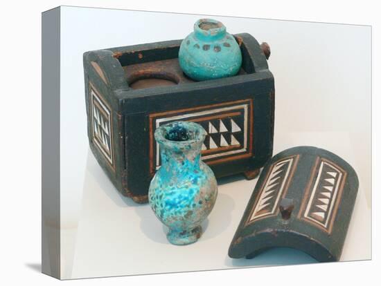 18th Dynasty Cosmetics Case with Two Ointment Vessels-null-Stretched Canvas