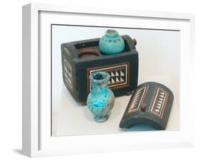 18th Dynasty Cosmetics Case with Two Ointment Vessels-null-Framed Photographic Print