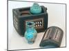 18th Dynasty Cosmetics Case with Two Ointment Vessels-null-Mounted Photographic Print