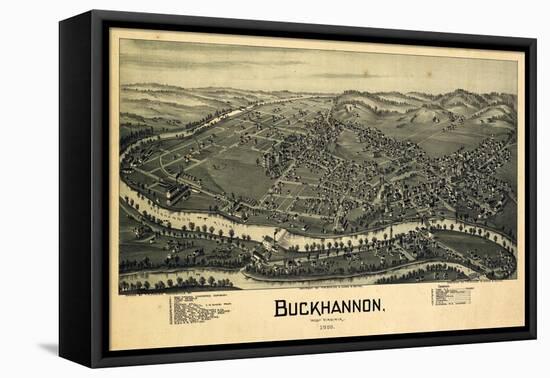 1900, Buckhannon Bird's Eye View, West Virginia, United States-null-Framed Stretched Canvas