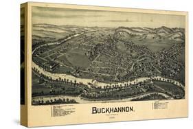 1900, Buckhannon Bird's Eye View, West Virginia, United States-null-Stretched Canvas