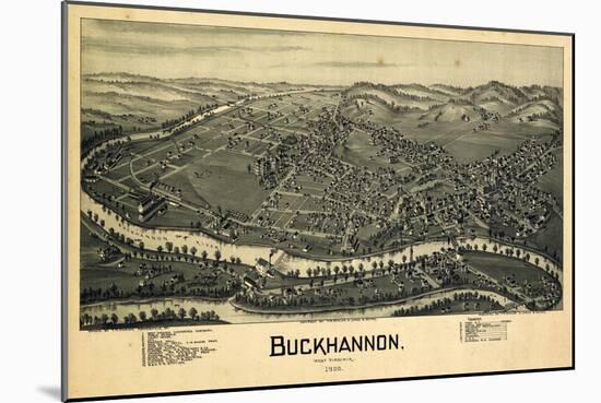 1900, Buckhannon Bird's Eye View, West Virginia, United States-null-Mounted Giclee Print