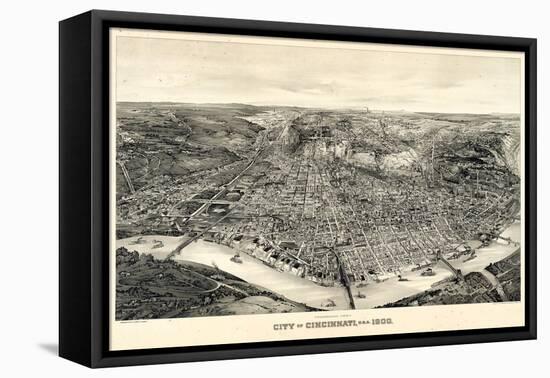 1900, Cincinnati Bird's Eye View, Ohio, United States-null-Framed Stretched Canvas
