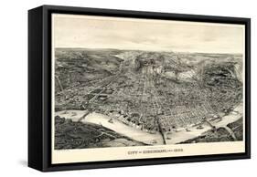 1900, Cincinnati Bird's Eye View, Ohio, United States-null-Framed Stretched Canvas