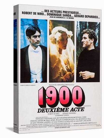 1900, French Poster Art, from Left: Robert De Niro, Dominique Sanda, Gerard Depardieu, 1976-null-Stretched Canvas